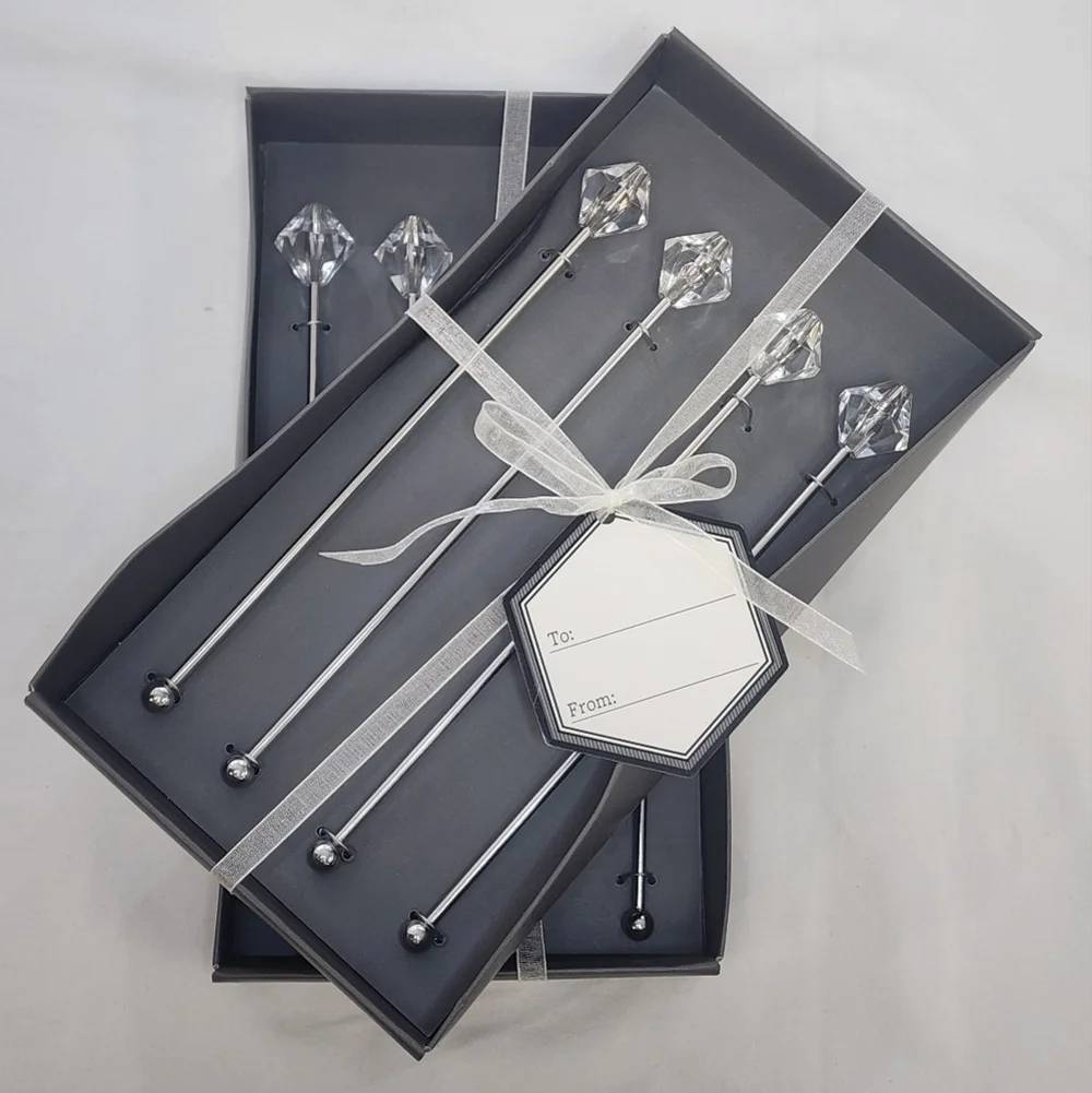 Thirstystone Elegant 4pcs Crystal Topper Metal Drink Stirrers (price per set)